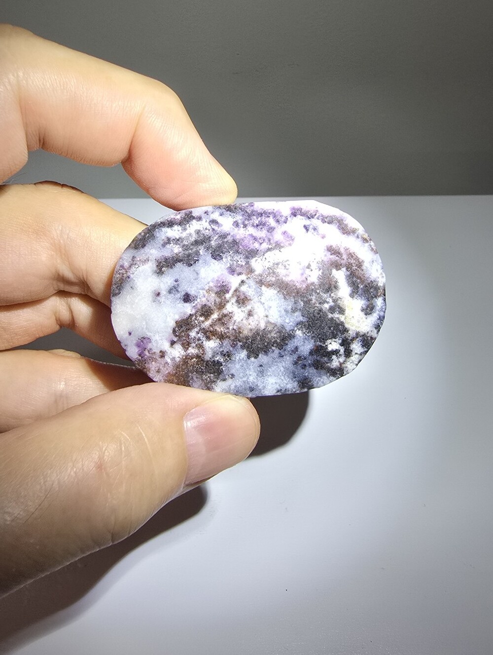 Purple Zebra Fluorite Crystal Palmstone #B
